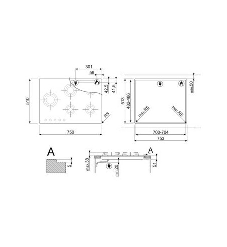 Encimera de cocción Gas