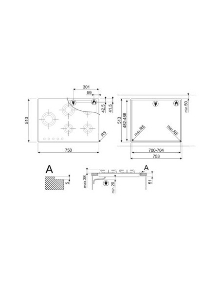 Encimera de cocción Gas