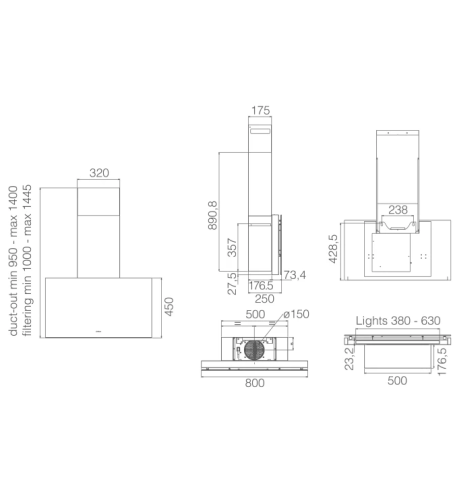 Campana Decorativa Pared Elica SUPER PLAT @ BL/F/80