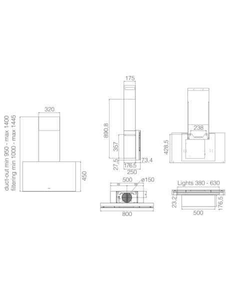 Campana Decorativa Pared Elica SUPER PLAT @ BL/F/80