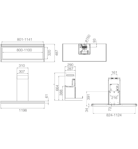 Campana Decorativa Pared Elica ELEMENT @ BLMAT/A/90