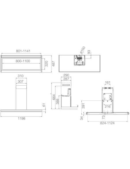 Campana Decorativa Pared Elica ELEMENT @ BLMAT/A/120
