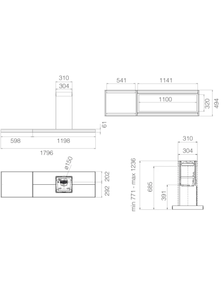 Campana Decorativa Isla Elica ELEMENT ISL @ IXBL/A/180