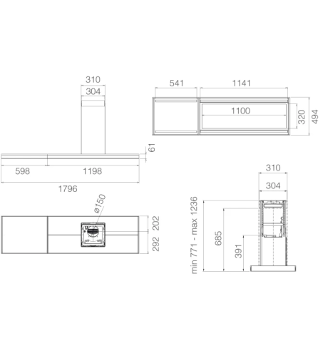 Campana Decorativa Isla  Elica ELEMENT ISL @ BLMAT/A/180