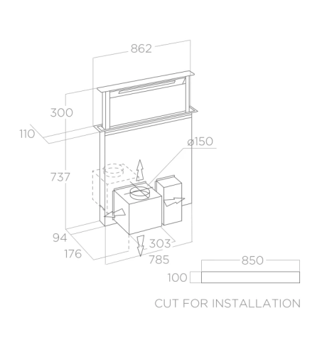 Campana Telescopica encimera Elica GETUP NAKED/A/90