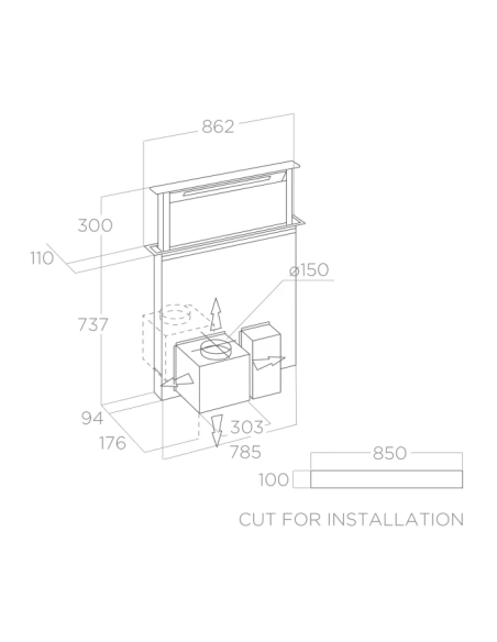 Campana Telescopica encimera Elica  GETUP IX/A/90