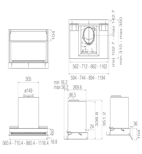 Campana Integrable mueble Elica BOXIN ADV PLUS @ IX/A/90