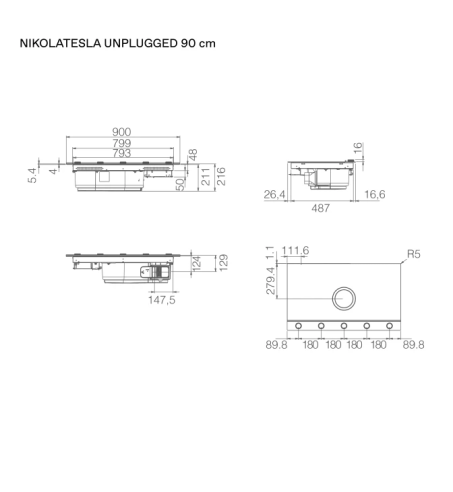 Encimera inducción + Campana Integrada Elica NIKOLATESLA UNPLUGGED EVO BL/A/90