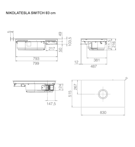 Encimera inducción + Campana Integrada Elica NIKOLATESLA SWITCH EVO BL/A/83
