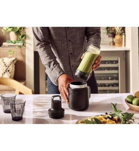 BATIDORA VASO INALAMBRICA 12V (SIN BATERIA) CON ACCESORIOS COLOR NEGRO MATE