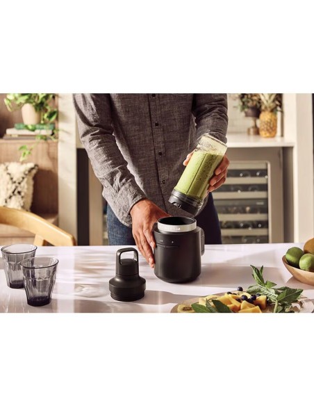 BATIDORA VASO INALAMBRICA 12V (SIN BATERIA) CON ACCESORIOS COLOR NEGRO MATE